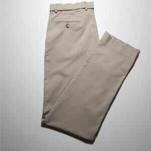 Tommy Hilfiger Khaki Chino Pants Men 38x34 Flat Front Stretch Rayon Blend Beige